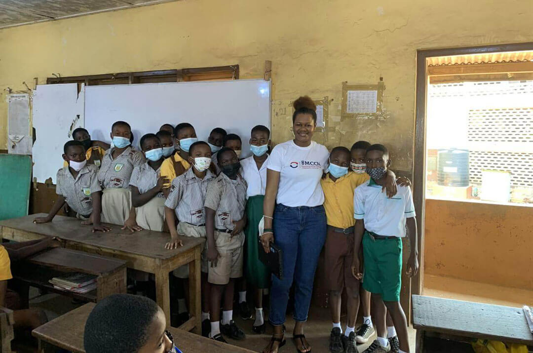 Photo with school children