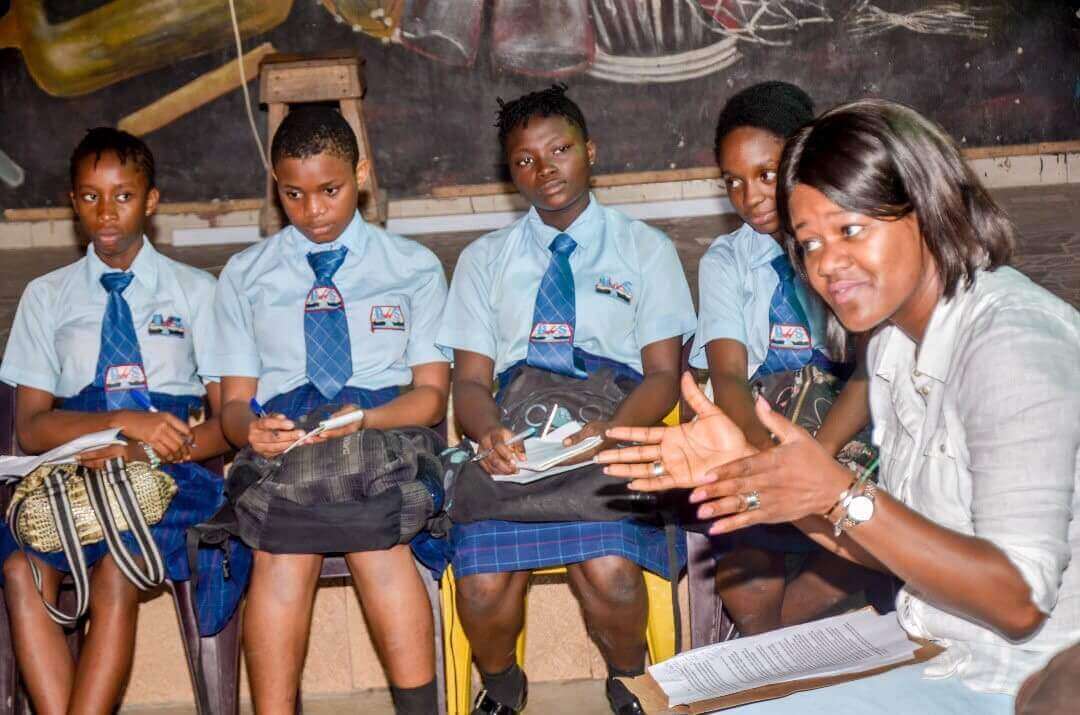 Photo with school children