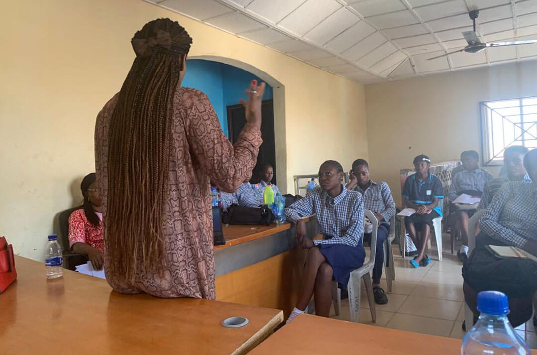 Photo with school children